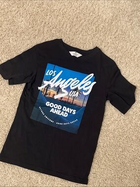 H&M Black Tee with Blue Los Angeles Graphic